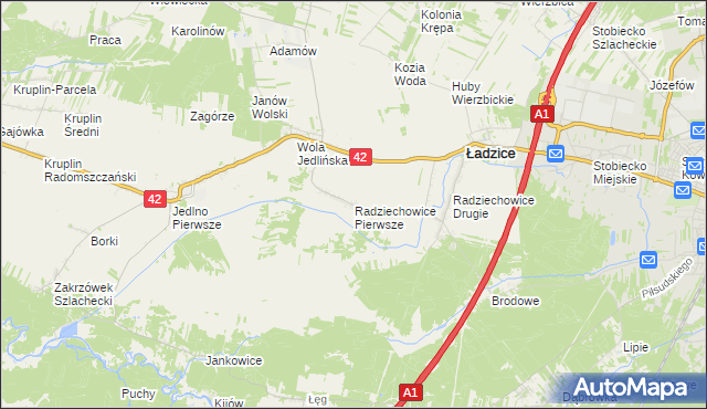 mapa Radziechowice Pierwsze, Radziechowice Pierwsze na mapie Targeo