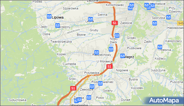 mapa Radziechowy, Radziechowy na mapie Targeo