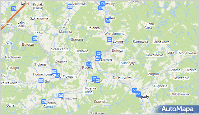 mapa Rajcza, Rajcza na mapie Targeo