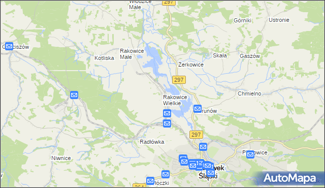 mapa Rakowice Wielkie, Rakowice Wielkie na mapie Targeo