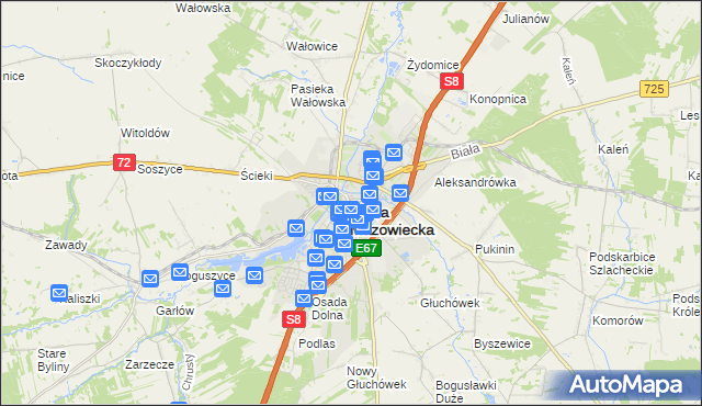 mapa Rawa Mazowiecka, Rawa Mazowiecka na mapie Targeo