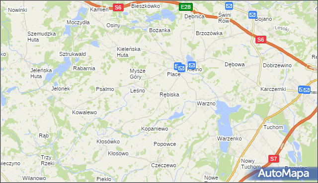 mapa Rębiska gmina Szemud, Rębiska gmina Szemud na mapie Targeo