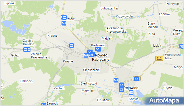 mapa Rejowiec Fabryczny, Rejowiec Fabryczny na mapie Targeo
