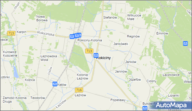 mapa Rokiciny powiat tomaszowski, Rokiciny powiat tomaszowski na mapie Targeo