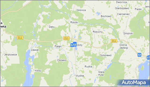mapa Rokity gmina Czarna Dąbrówka, Rokity gmina Czarna Dąbrówka na mapie Targeo
