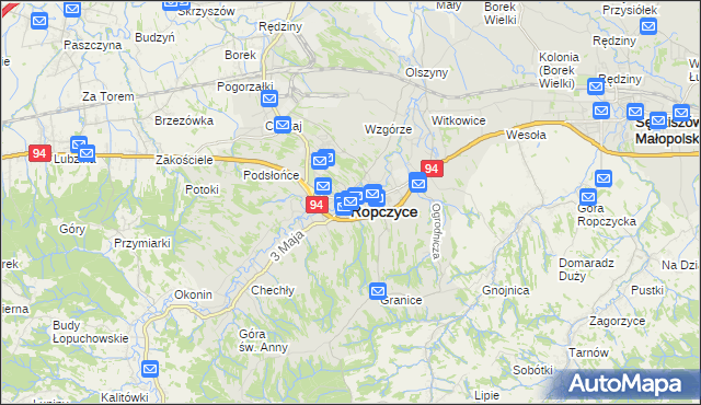 mapa Ropczyce, Ropczyce na mapie Targeo
