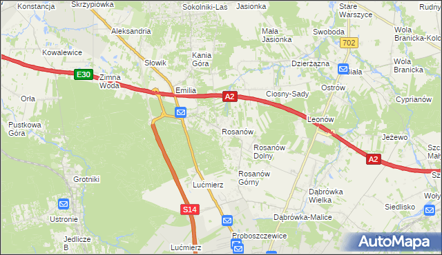 mapa Rosanów, Rosanów na mapie Targeo