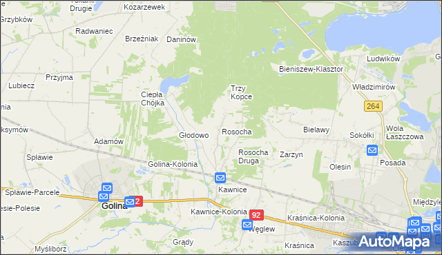 mapa Rosocha gmina Golina, Rosocha gmina Golina na mapie Targeo