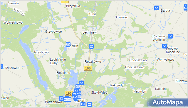 mapa Roszkowo gmina Skoki, Roszkowo gmina Skoki na mapie Targeo