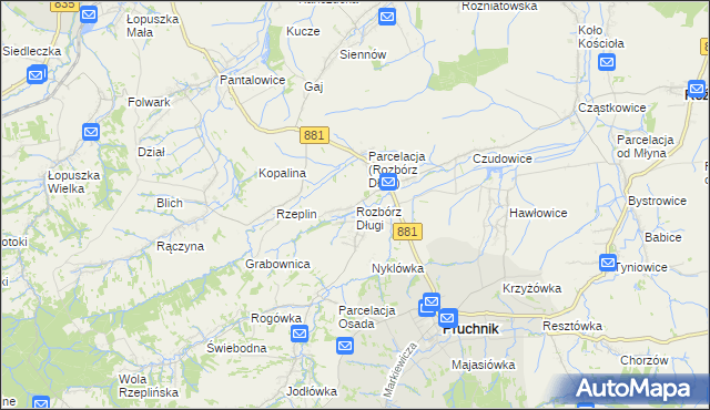 mapa Rozbórz Długi, Rozbórz Długi na mapie Targeo