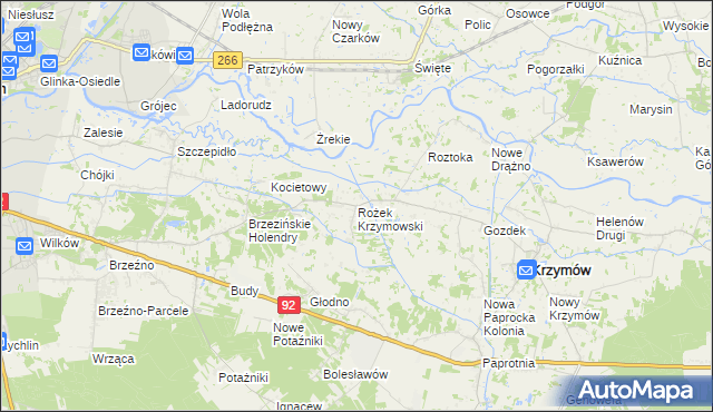 mapa Rożek Krzymowski, Rożek Krzymowski na mapie Targeo