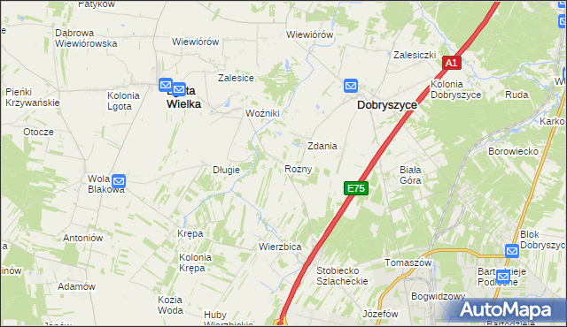 mapa Rożny, Rożny na mapie Targeo