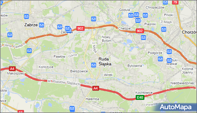 mapa Rudy Śląskiej, Ruda Śląska na mapie Targeo