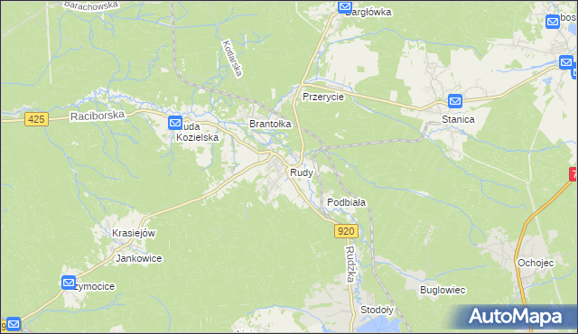 mapa Rudy gmina Kuźnia Raciborska, Rudy gmina Kuźnia Raciborska na mapie Targeo