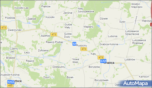 mapa Rusociny, Rusociny na mapie Targeo