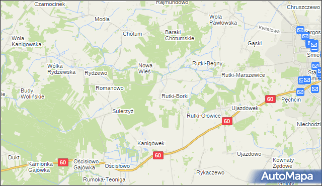 mapa Rutki-Borki, Rutki-Borki na mapie Targeo