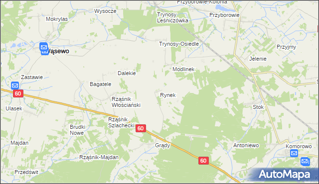 mapa Rynek gmina Wąsewo, Rynek gmina Wąsewo na mapie Targeo