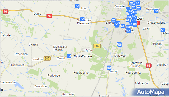 mapa Ryżki, Ryżki na mapie Targeo