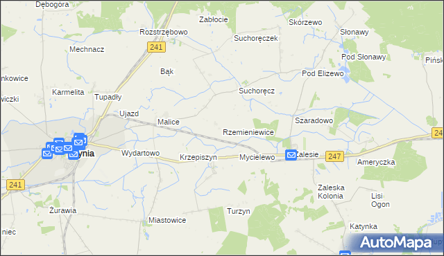 mapa Rzemieniewice gmina Kcynia, Rzemieniewice gmina Kcynia na mapie Targeo