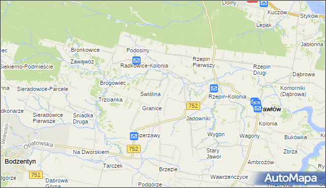 mapa Rzepinek gmina Pawłów, Rzepinek gmina Pawłów na mapie Targeo