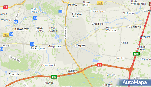 mapa Rzgów powiat łódzki wschodni, Rzgów powiat łódzki wschodni na mapie Targeo