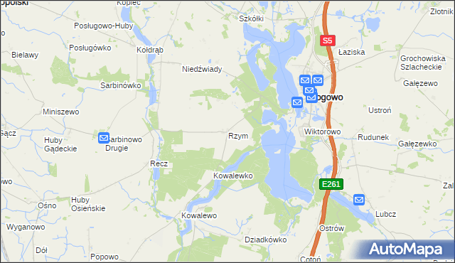 mapa Rzym gmina Rogowo, Rzym gmina Rogowo na mapie Targeo