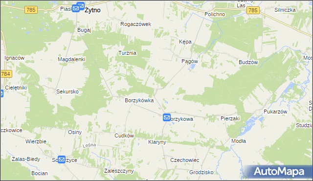mapa Sady gmina Żytno, Sady gmina Żytno na mapie Targeo