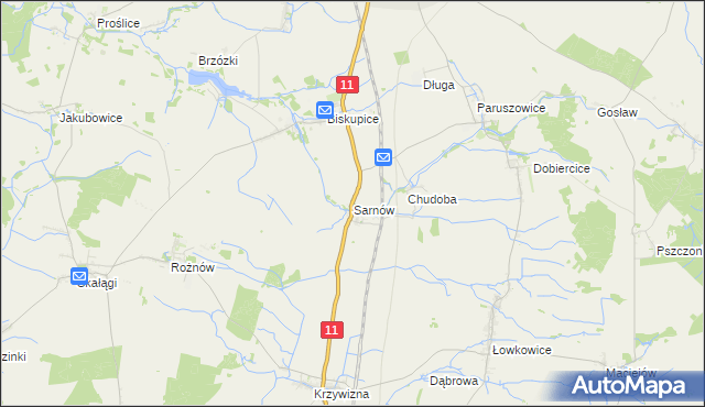 mapa Sarnów gmina Byczyna, Sarnów gmina Byczyna na mapie Targeo