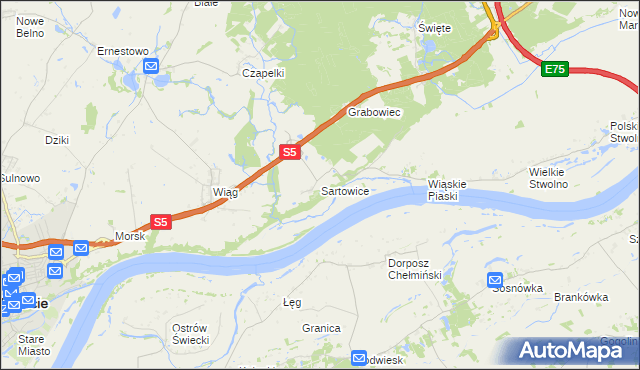 mapa Sartowice, Sartowice na mapie Targeo