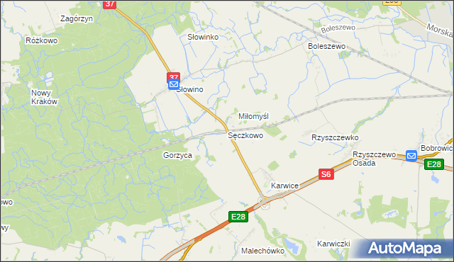 mapa Sęczkowo gmina Malechowo, Sęczkowo gmina Malechowo na mapie Targeo