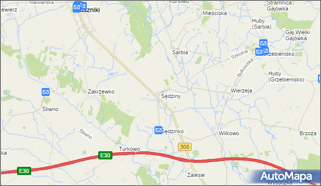 mapa Sędziny, Sędziny na mapie Targeo