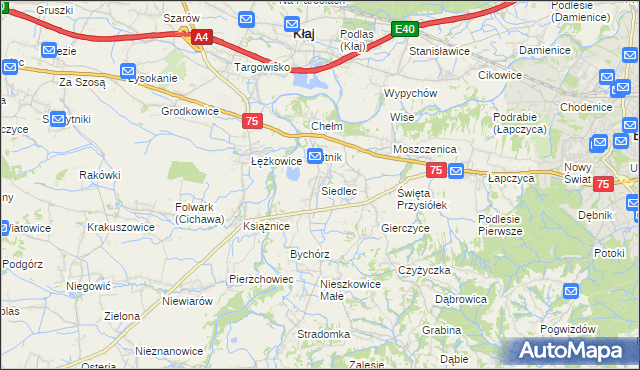mapa Siedlec gmina Bochnia, Siedlec gmina Bochnia na mapie Targeo