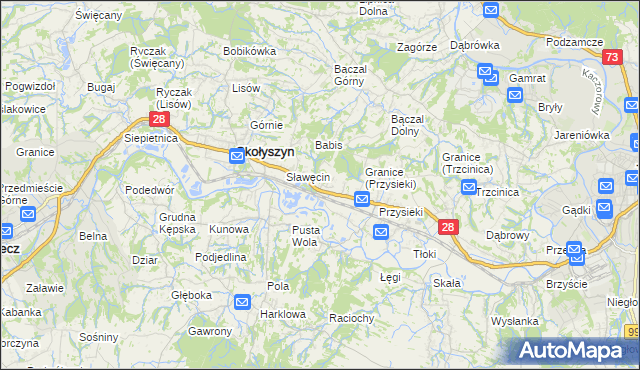 mapa Siedliska Sławęcińskie, Siedliska Sławęcińskie na mapie Targeo