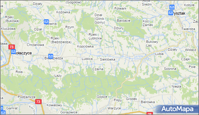 mapa Sieklówka, Sieklówka na mapie Targeo
