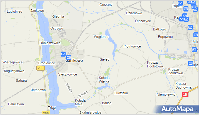 mapa Sielec gmina Janikowo, Sielec gmina Janikowo na mapie Targeo
