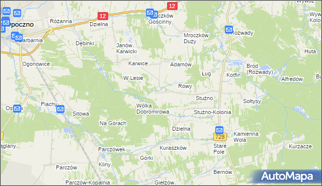 mapa Sielec gmina Opoczno, Sielec gmina Opoczno na mapie Targeo