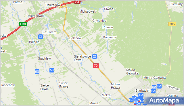 mapa Sierakowice Prawe, Sierakowice Prawe na mapie Targeo