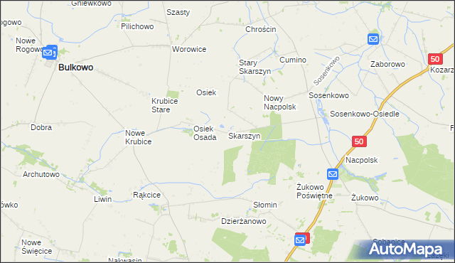 mapa Skarszyn gmina Naruszewo, Skarszyn gmina Naruszewo na mapie Targeo