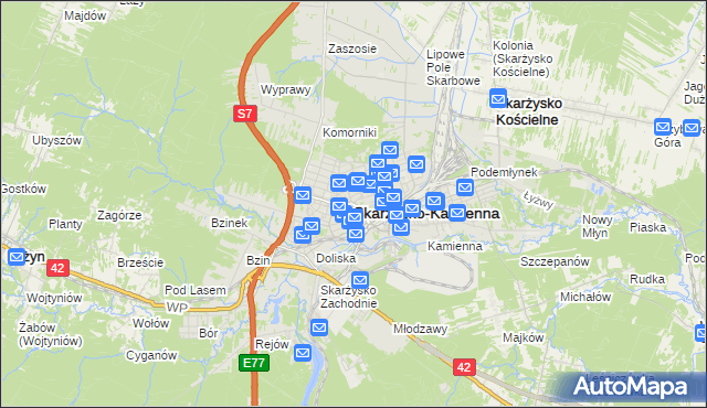 mapa Skarżysko-Kamienna, Skarżysko-Kamienna na mapie Targeo