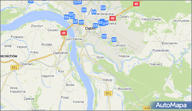 mapa Skoki gmina Puławy, Skoki gmina Puławy na mapie Targeo