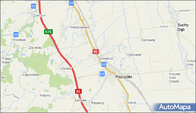 mapa Skowarcz, Skowarcz na mapie Targeo