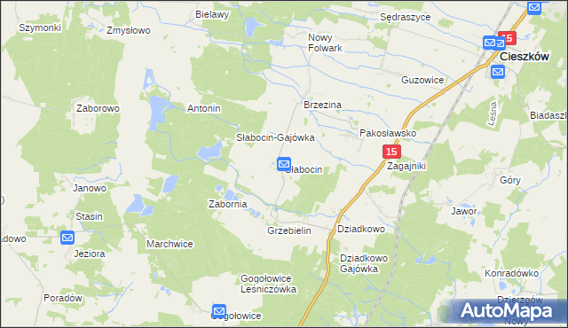 mapa Słabocin, Słabocin na mapie Targeo