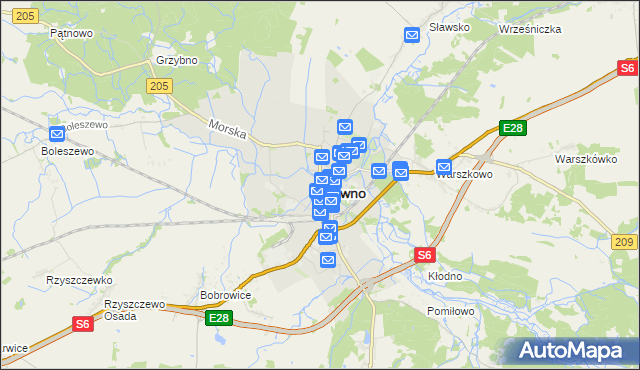 mapa Sławno, Sławno na mapie Targeo