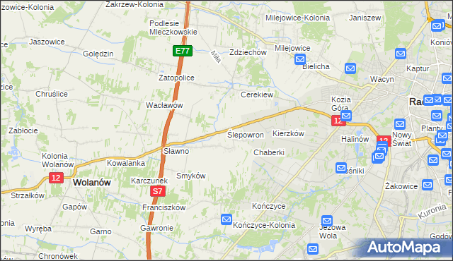 mapa Ślepowron, Ślepowron na mapie Targeo