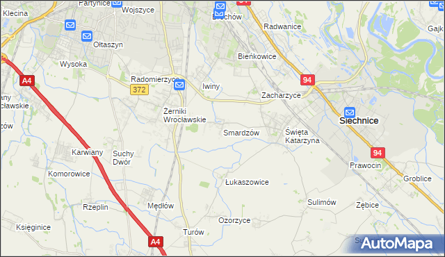 mapa Smardzów gmina Siechnice, Smardzów gmina Siechnice na mapie Targeo