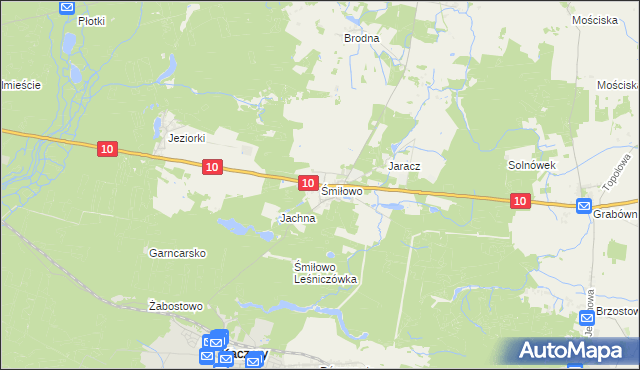 mapa Śmiłowo gmina Kaczory, Śmiłowo gmina Kaczory na mapie Targeo