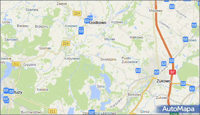 mapa Smołdzino gmina Przodkowo, Smołdzino gmina Przodkowo na mapie Targeo