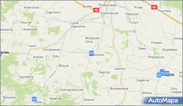 mapa Sokolniki gmina Niegowa, Sokolniki gmina Niegowa na mapie Targeo