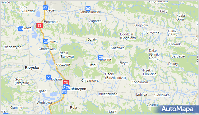 mapa Sowina gmina Kołaczyce, Sowina gmina Kołaczyce na mapie Targeo