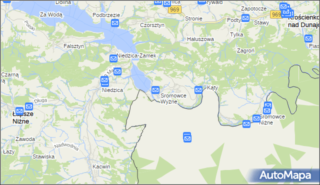 mapa Sromowce Wyżne, Sromowce Wyżne na mapie Targeo